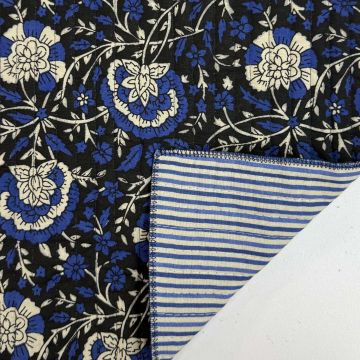 Gewatteerde katoen blockprint blauw
