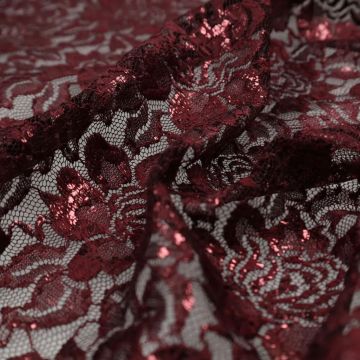 Shiny foil kant stof bordeaux