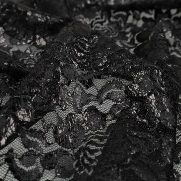 Shiny foil kant stof zwart