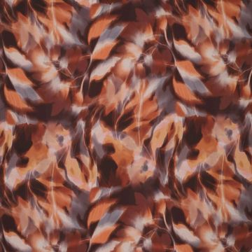 Viscose abstracte bloemenprint roestbrui