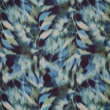 Viscose abstracte bloemenprint blauw
