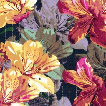 Viscose Crepe bloemenprint lurex marine