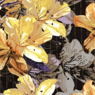 Viscose Crêpe bloemenprint lurex zwart
