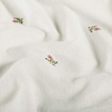Flanel stof bedrukt Bloemetjes wit