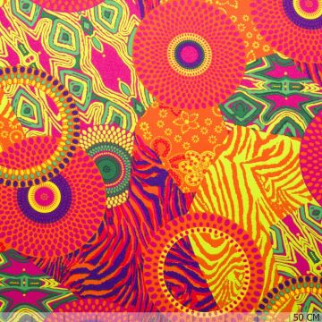 Retro Print Texture Oranje-Fuchsia