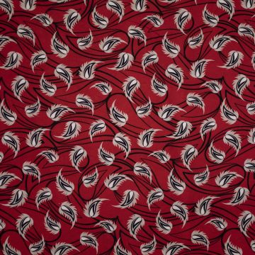Viscose abstract veertjes op rood