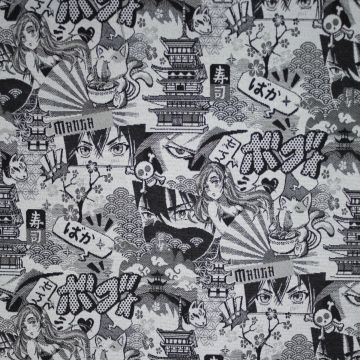 Manga jacquard zwart