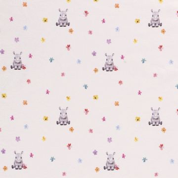 GOTS Tricot digi print flora neushoorn