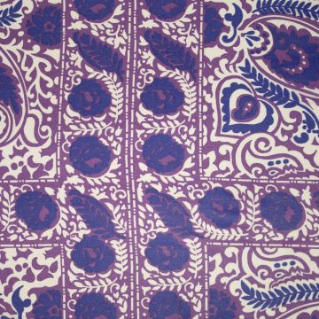 Viscose crepe paisley en bloemen paars