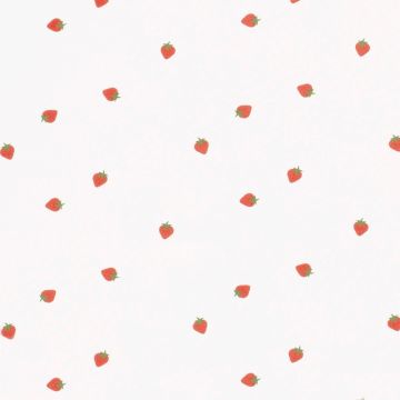 Katoen poplin fruit aardbei op wit