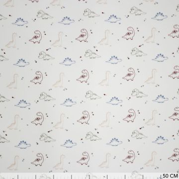 Tricot digi print dino op gebroken wit
