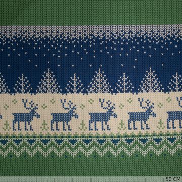 Sweatstof rendier groen-blauw