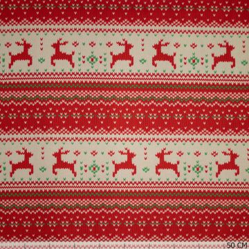 Jersey geruwd rendier kersttrui rood
