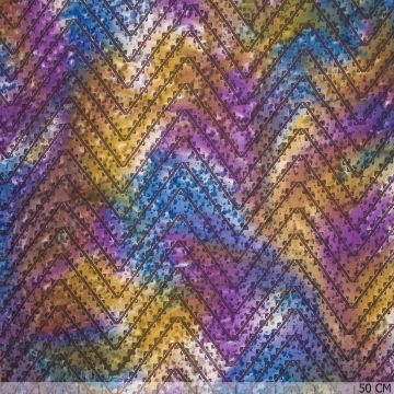 Katoen batik zigzag paars