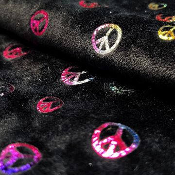 Tricot fluweel rainbow foil peace