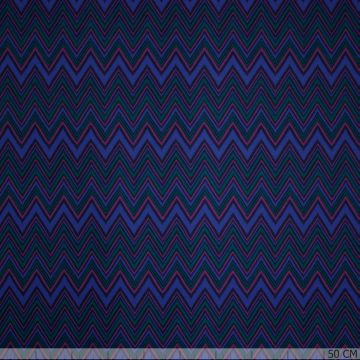 Knitted zigzag jacquard blauw-fuchsia