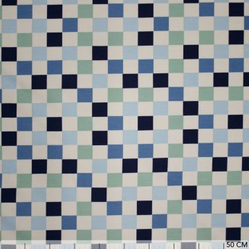 Tricot blokjes mint-blauw