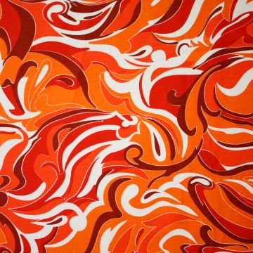 Stretch katoen satijn swirls oranje