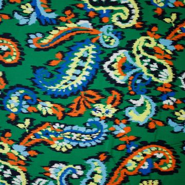 Stretch katoen satijn paisley groen
