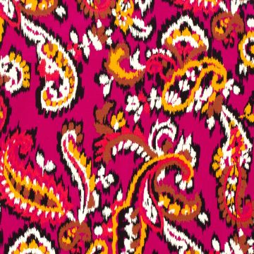 Stretch katoen satijn paisley fuchsia