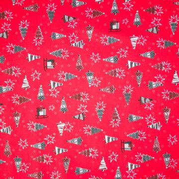 Kerst katoen dennenboom rood
