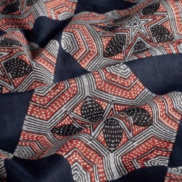 Katoen batik mandala donker blauw