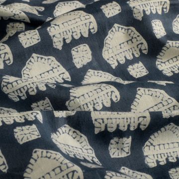 Katoen batik tribal blok blauw