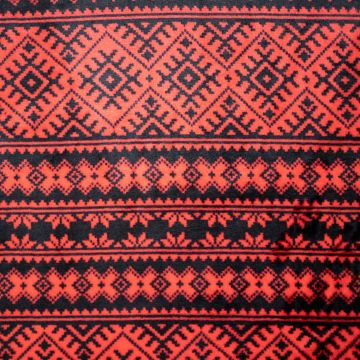 Double soft fleece Noors motief zwart