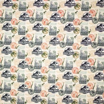 Katoen poplin Jurassic World logos