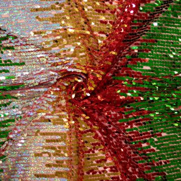 Mesh pailletten multicolor op rood