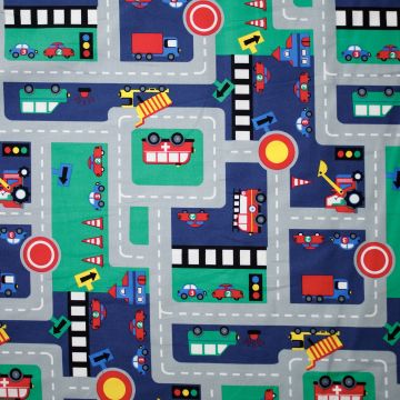 Katoen poplin verkeer donkerblauw