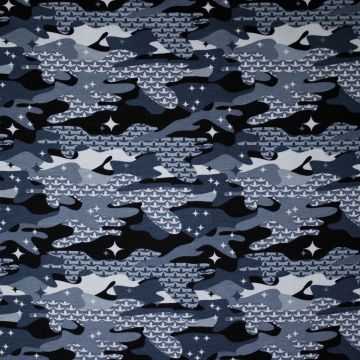 Brushed tricot sparkle camo blauwgrijs