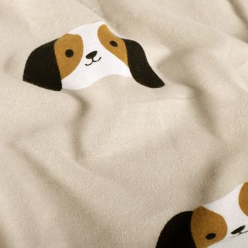 Flanel stof bedrukt Honden Beige