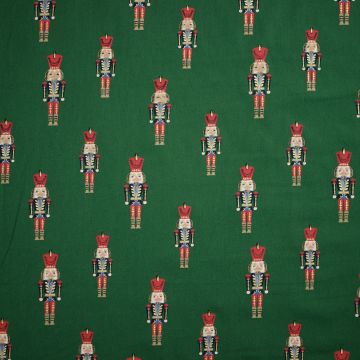 Poplin groen met notenkraker print