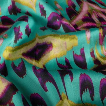 Viscose Satijn Abstract Donker Mint