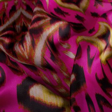 Viscose Satijn Abstract Fuchsia