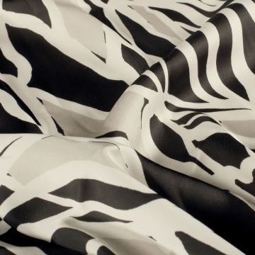 Satijn stof bedrukt Abstract Zwart
