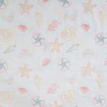 Qjutie geborduurde katoenen voile