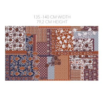Katoen combi patchwork stof brique