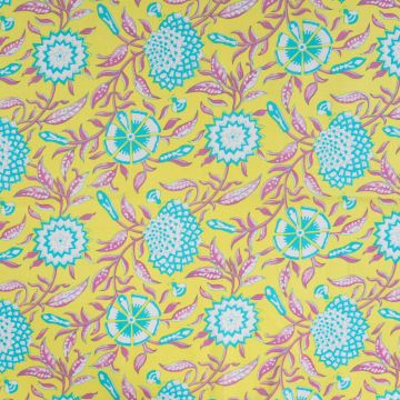 Katoen Boho bloemen lime