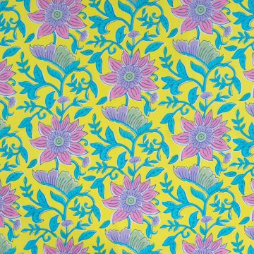 Katoen Retro Floral lime