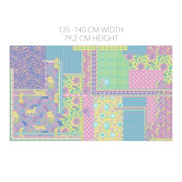 Katoen combi patchwork stof roze