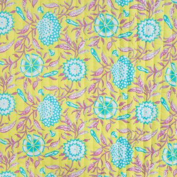 Gewatteerde Katoen Boho bloemen lime