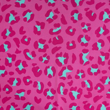 Katoen Combi Leopart stof fuchsia