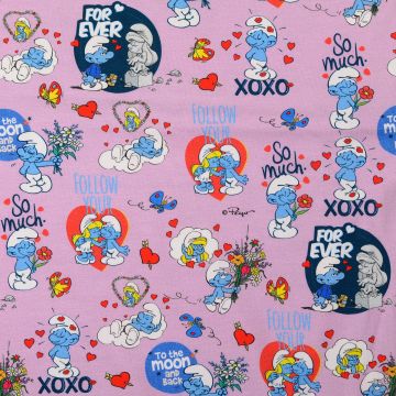 Jersey stof Smurfen print