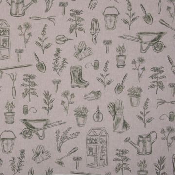 Linnen look digitaal print moestuin