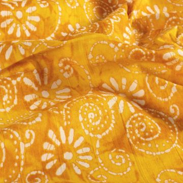 Batik Katoen bedrukt Bloemen geel