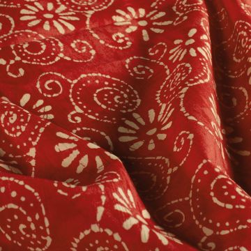 Batik Katoen bedrukt Bloemen rood