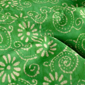 Batik Katoen bedrukt Bloemen groen