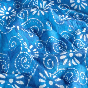 Batik Katoen bedrukt Bloemen turkoois